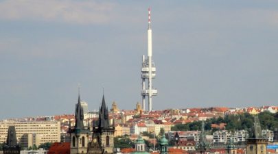 prague zizkov tv tower from castle