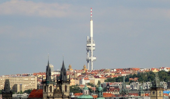 prague zizkov tv tower from castle