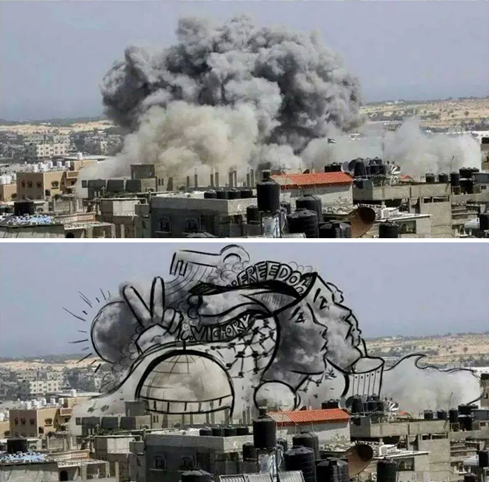 gaza israel rocket strike smoke art 7 1