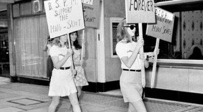 london girls protesting for mini skirts ca. 1966 4 0