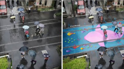 street murals appear rain south korea