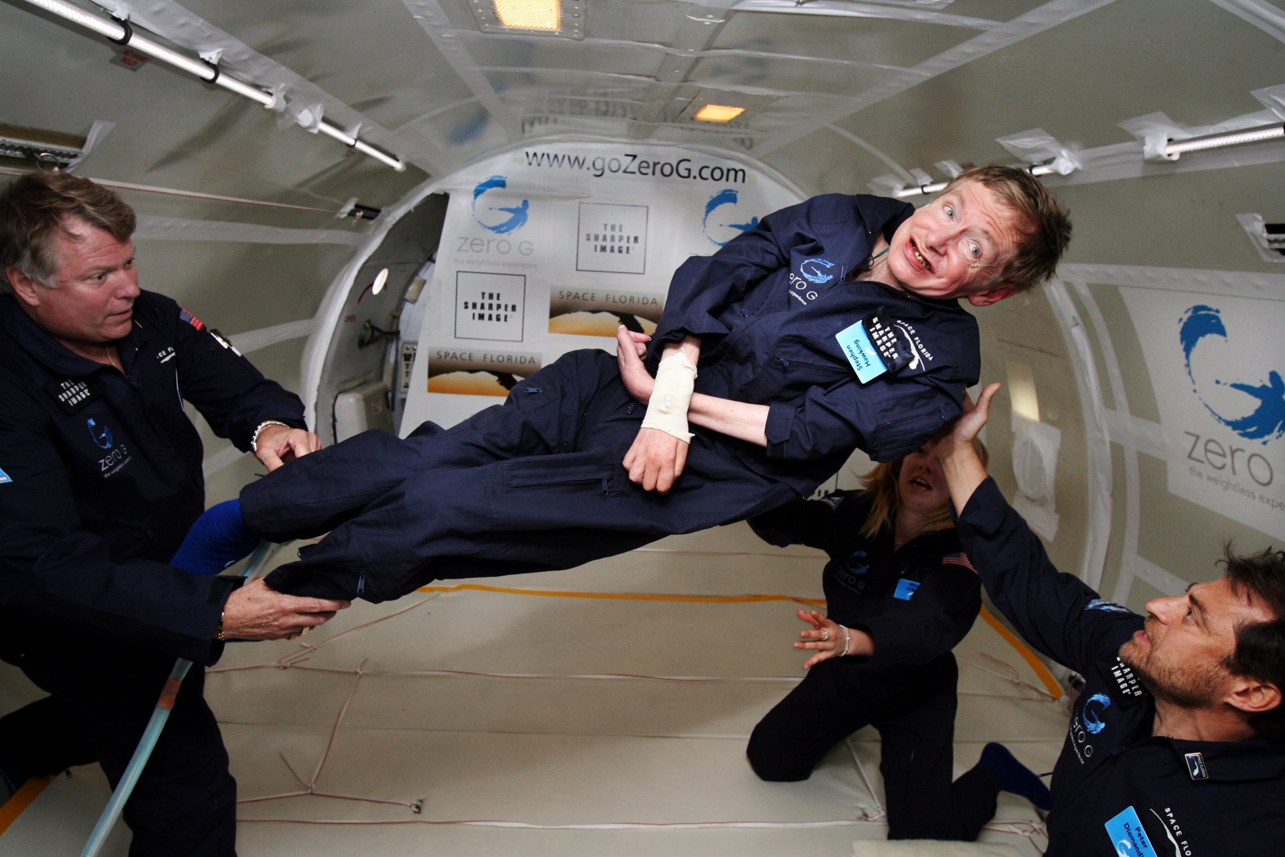 Physicist Stephen Hawking in Zero Gravity NASA scaled