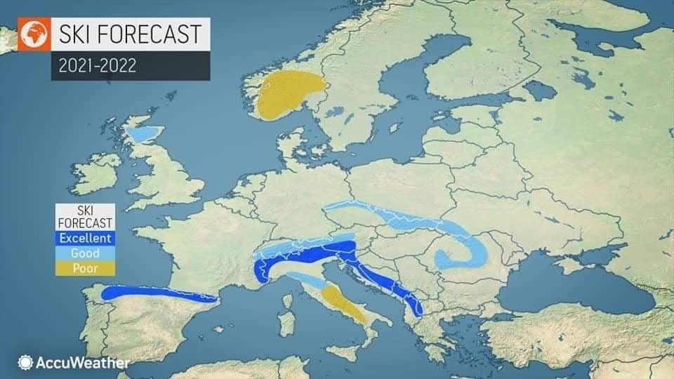 Χειμώνας 2021 -2022 Πολλές βροχές και χιόνια στην Ελλάδα βάση του Accuweather.
