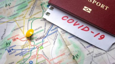 coronavirus epidemic travel restrictions greece concept note covid passport map athens novel corona virus 174614525