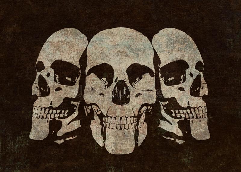 textured human skull grunge retro style illustration human skull hard texture background 159804150