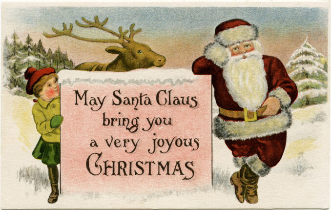 Vintage Santa Christmas Card Old Design Shop