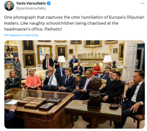 Φωτογραφία για: Βαρουφάκης: Η φωτογραφία που αποτυπώνει την «κατάντια» της Ευρώπης 2 Στιγμιότυπο οθόνης 2025 08 21 190332