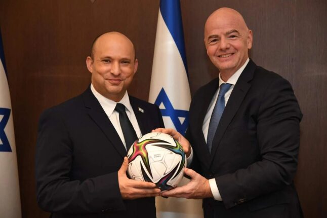 Israel Prime Minster Naftali Bennett and Fifa president Gianni Infantino 12 October 2021 Goverment Press Office.jpg